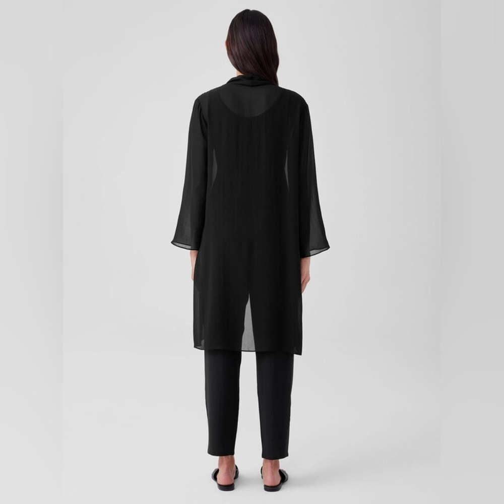 Eileen Fisher Sheer 100% Silk Georgette Jacket – Oversized Petite Small, NWOT - Picture 4 of 11